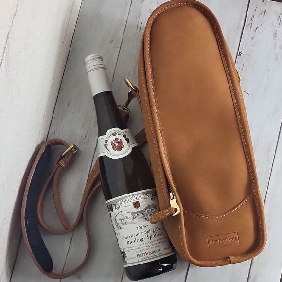 Mulholland zippered, handcrafted Leather bottle carrier. 14,5 " - Picture 1 of 11